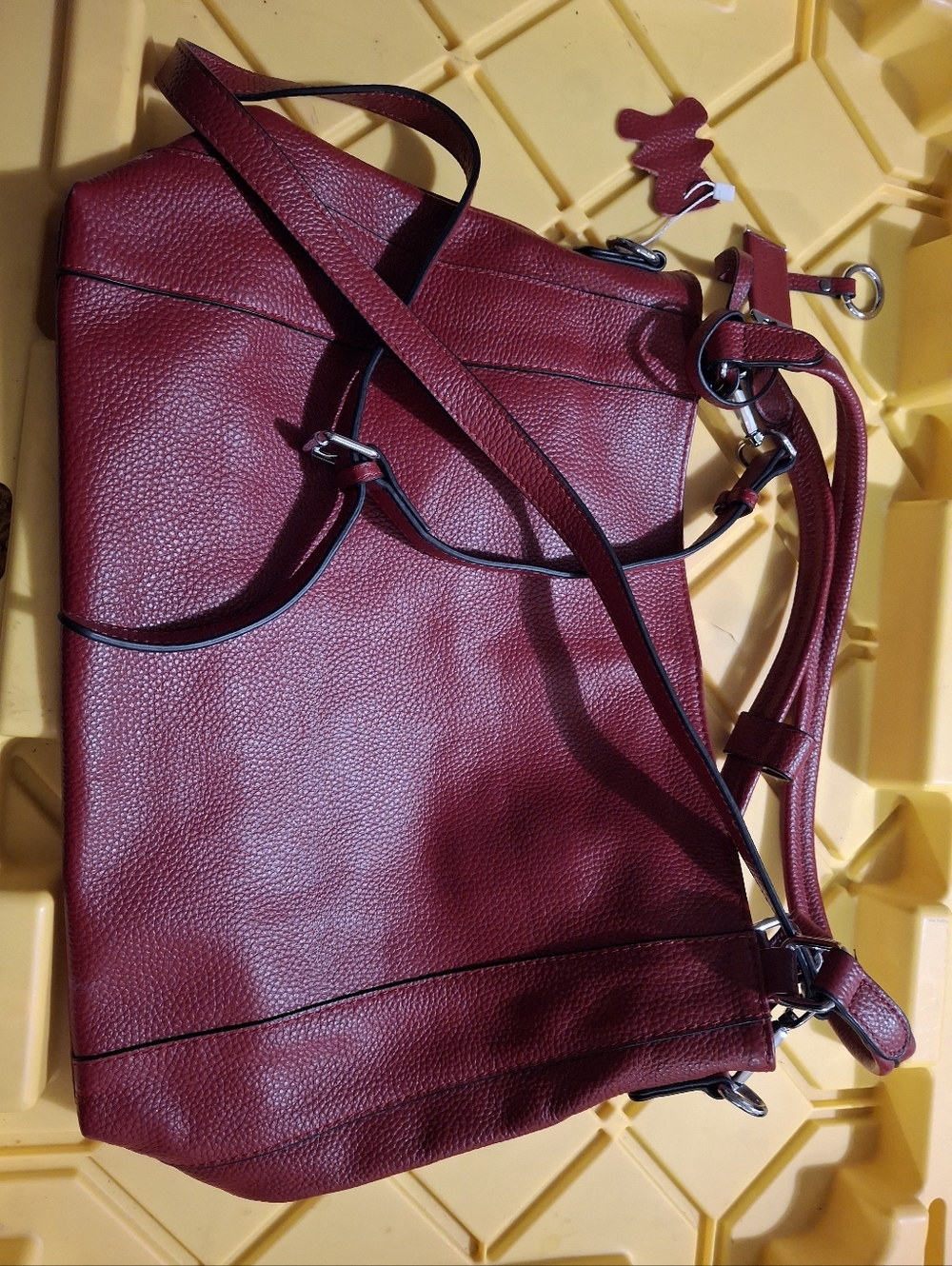 NWOT Women's Pebbled Leather Crossbody Tote - Burgundy